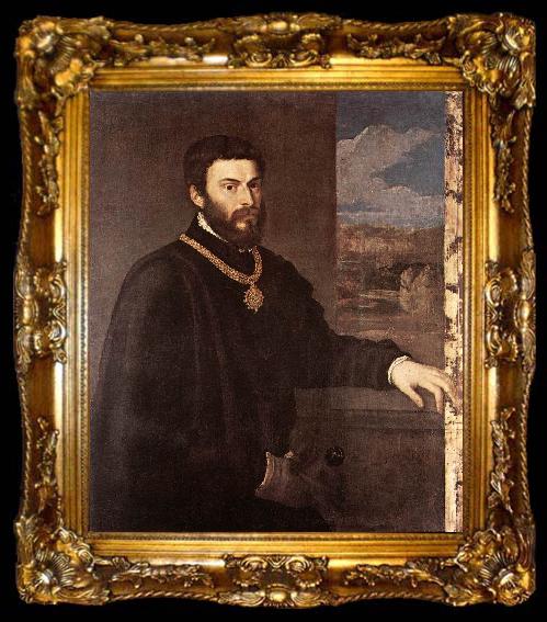 framed  TIZIANO Vecellio Portrait of Count Antonio Porcia t, ta009-2